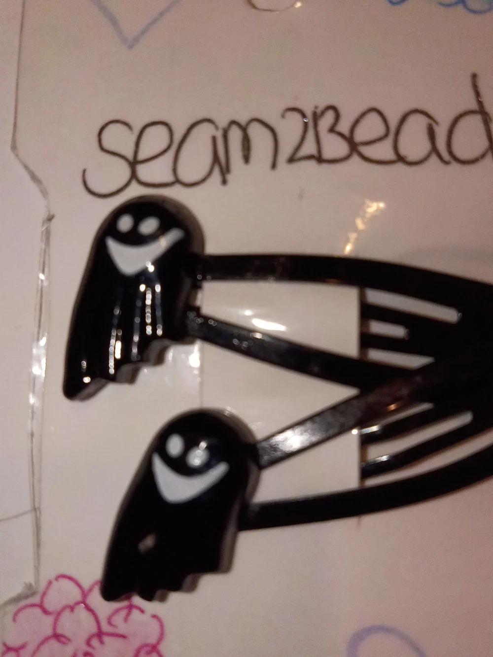 Black Ghost Hair Clips - Set of 2